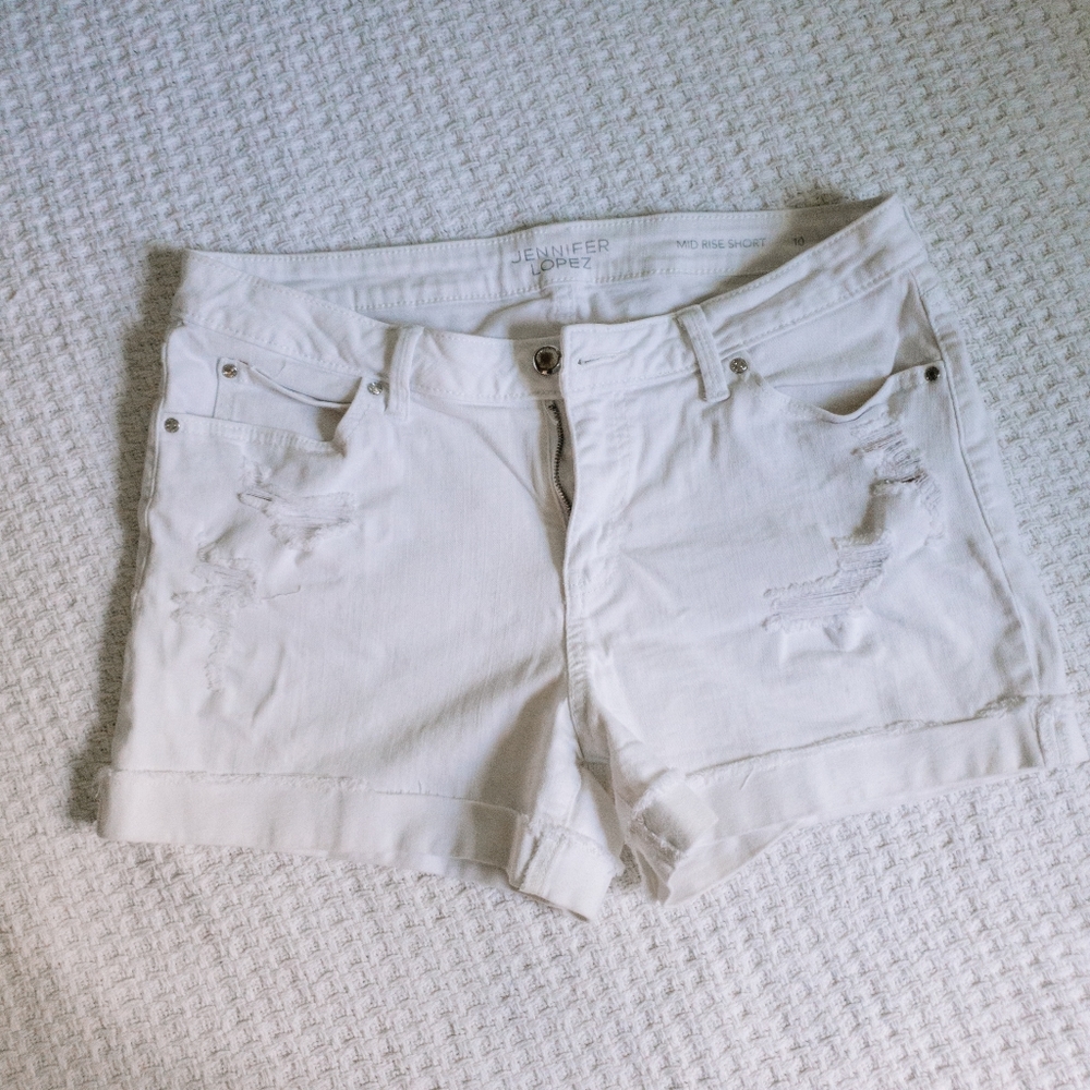 White denim shorts